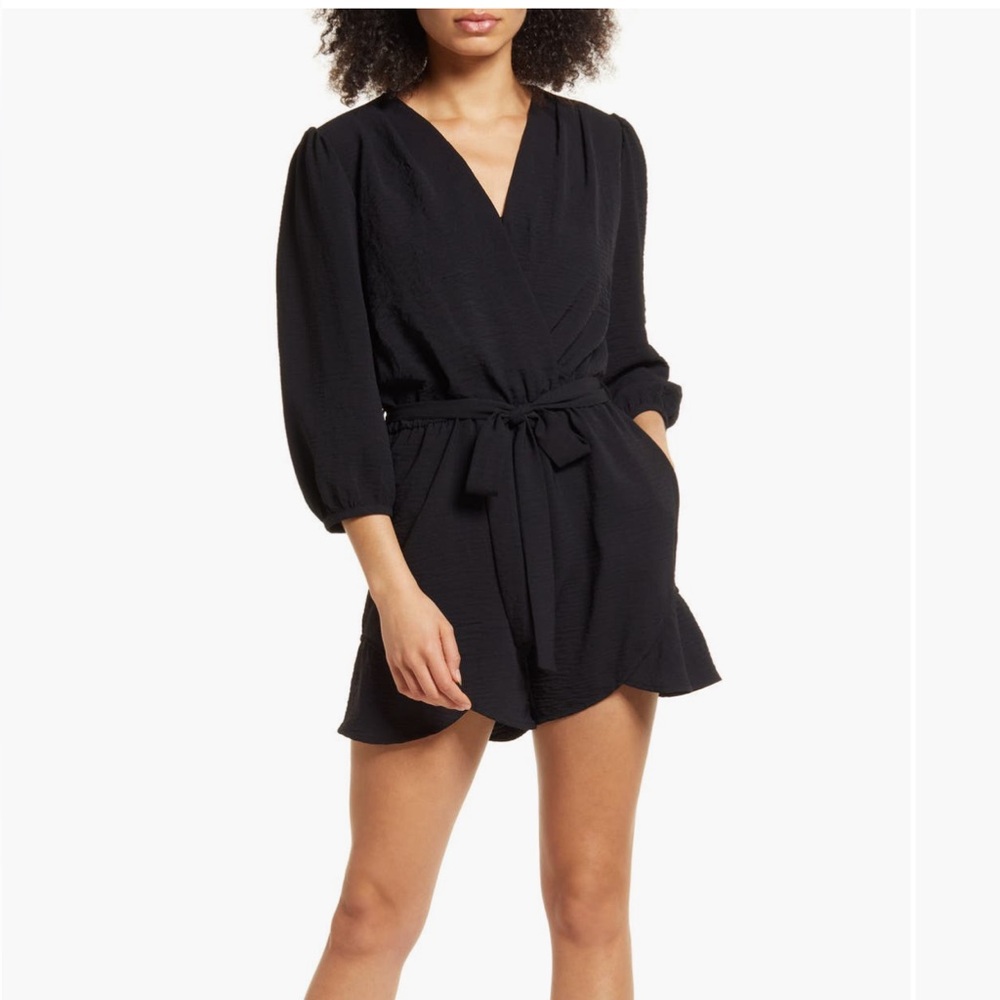 Fraiche by J Long Sleeve Black Romper